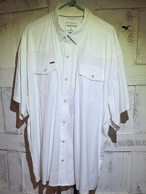 PONCHO "The Del Rio" White Short-Sleeve Casual Button-Down Shirt